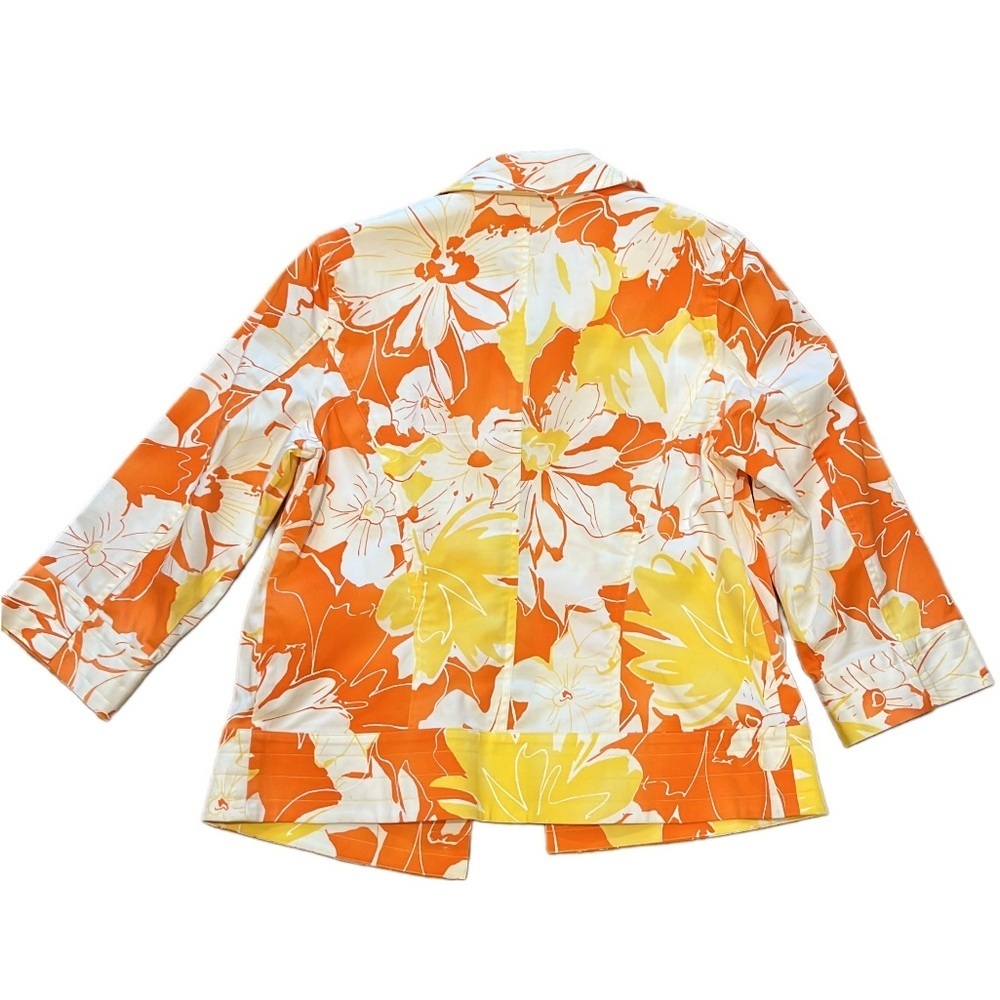 Womens Tropical Orange and Yellow Flower Jacket Size 8 - Picture 3 of 3